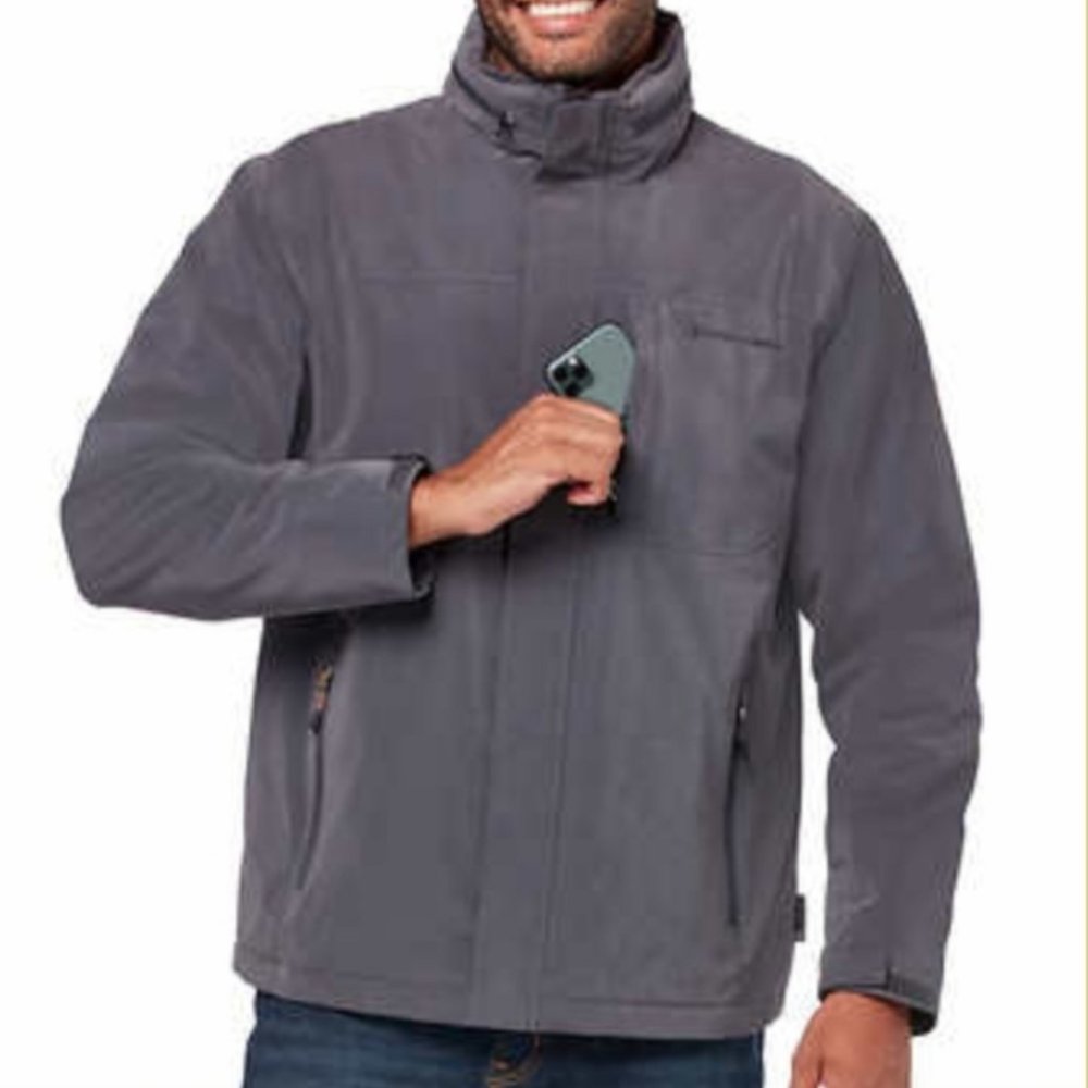Rugged Elements Trek Utility Jacket Mens XL Gray Full Zip Hooded Water Resistant